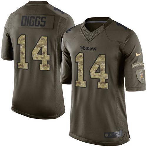 Nike Vikings #14 Stefon Diggs Green Youth Stitched NFL Limited 2015 Salute to Service Jersey
